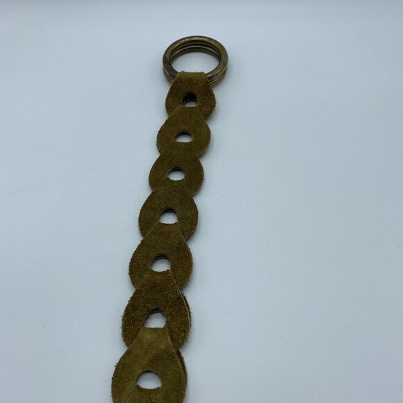 Tan Leather Loop Woven D Ring Belt Women's Size M End to End 34" - Picture 7 of 11